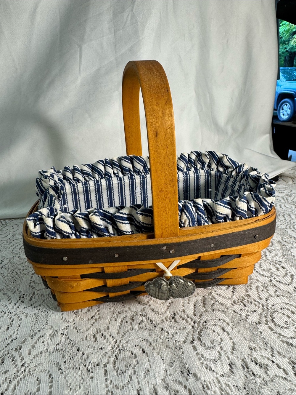 Longaberger 97 Sweetheart Sweet Treats Basket With Blue and Plastic Liner